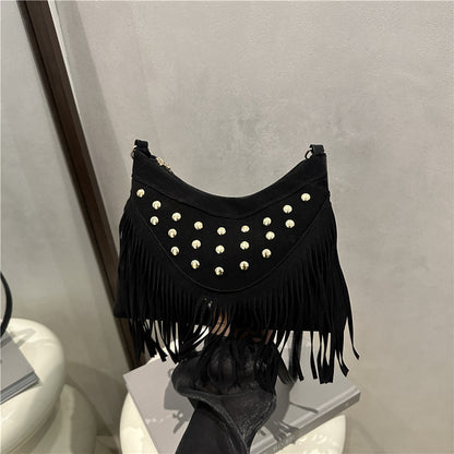 Bohemian Fringe Detail Crossbody Bag Acalora