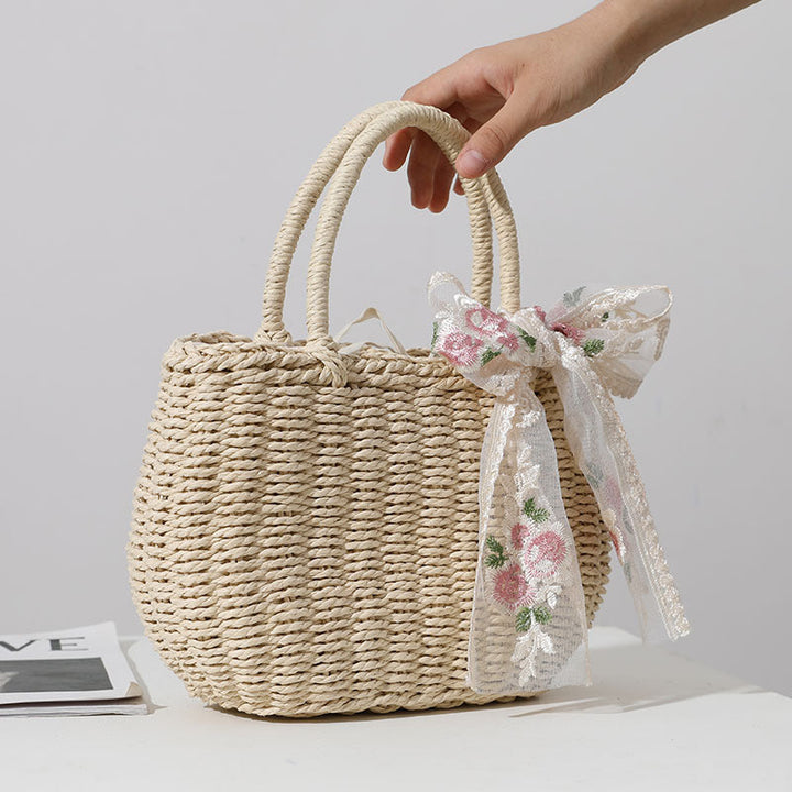 Elegant Bast bag with Floral Bow Detail Kalsten