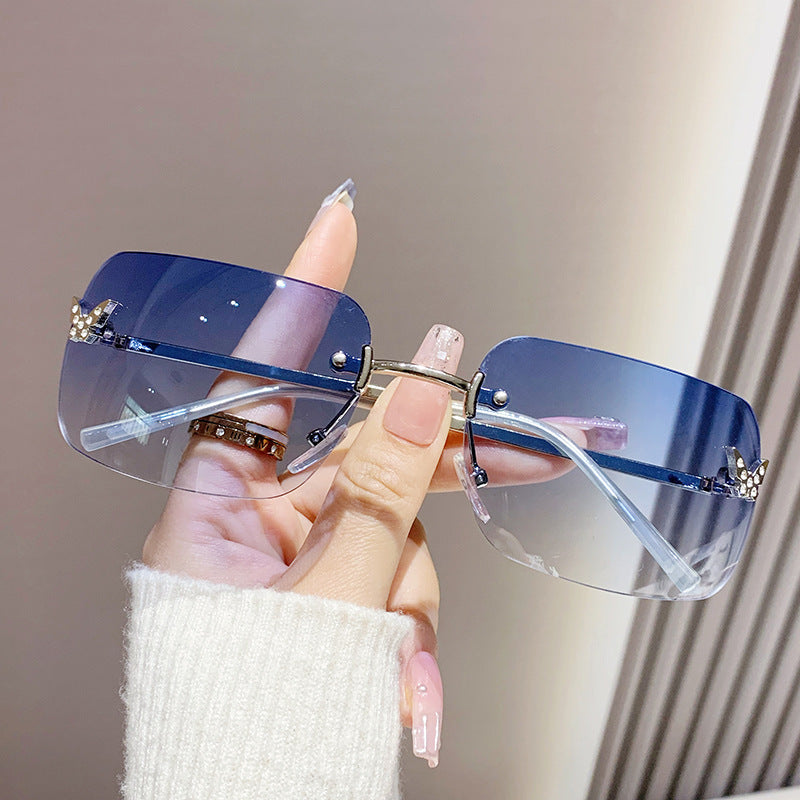 Women elegant oversized sunglasses with woven golden frame Kalsten