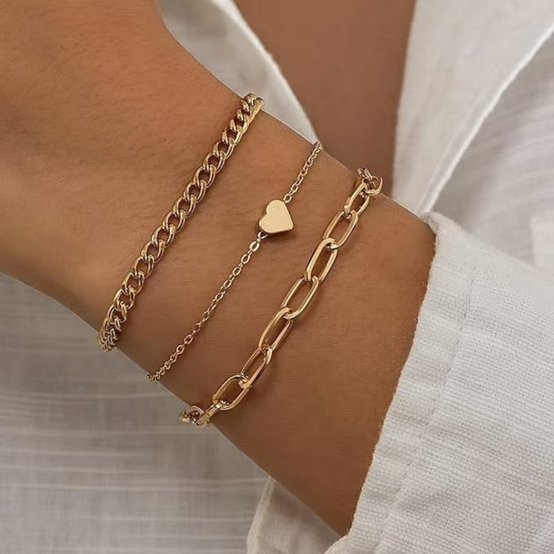 Elegant Silver Chain Bracelet Set Kalsten