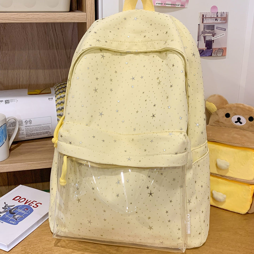Transparent Pocket Star-Printed Backpack Kalsten