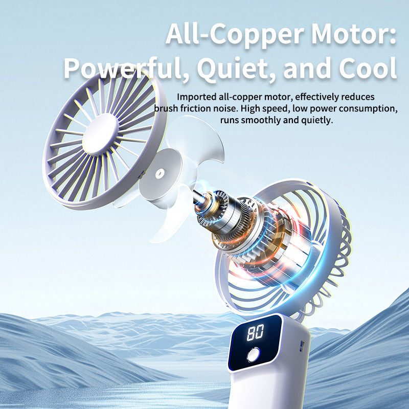 Unisex portable battery fan with digital display and integrated power bank Kalsten