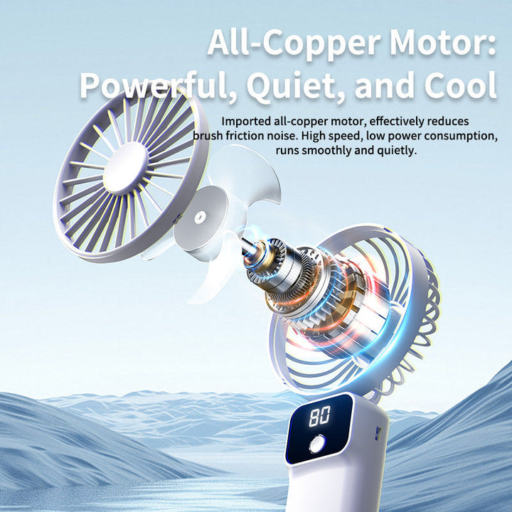 Unisex portable battery fan with digital display and integrated power bank Kalsten