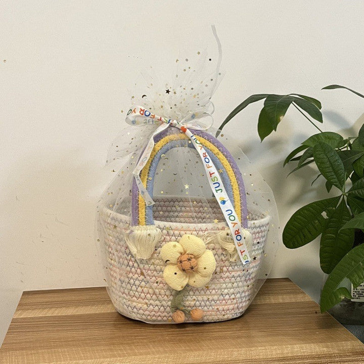Women's handmade basket bag with color-coordinated handle accents Kalsten