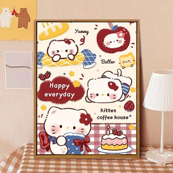 Hello Kitty-Inspired Cartoon Wall Art Print Kalsten