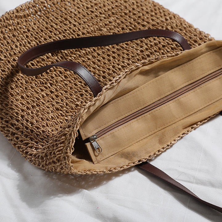 Generous wicker tote bag with leather handles Kalsten