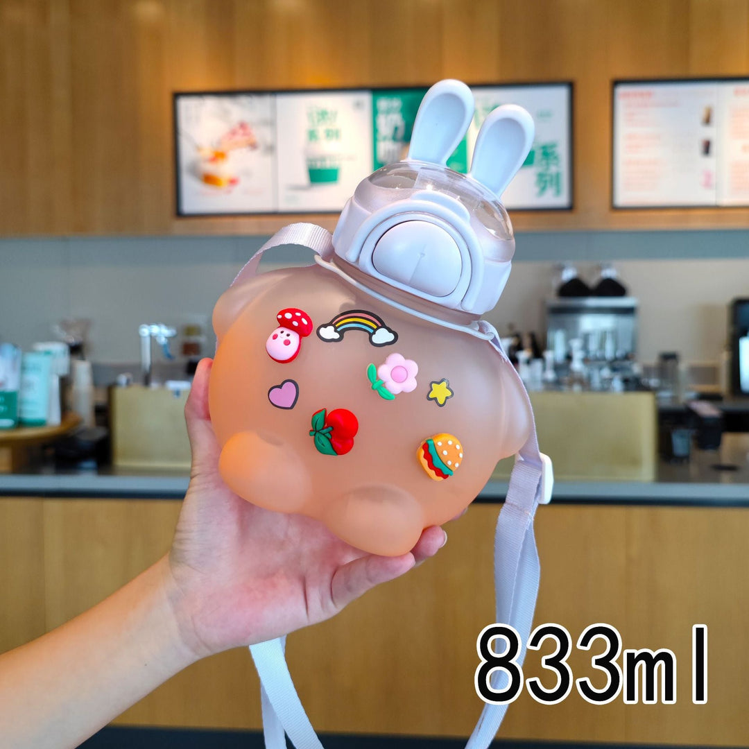 Women's creative drinking bottle with animal ears and colorful stickers Kalsten