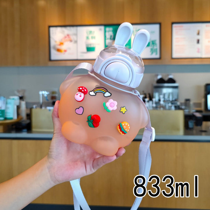 Women's creative drinking bottle with animal ears and colorful stickers Kalsten
