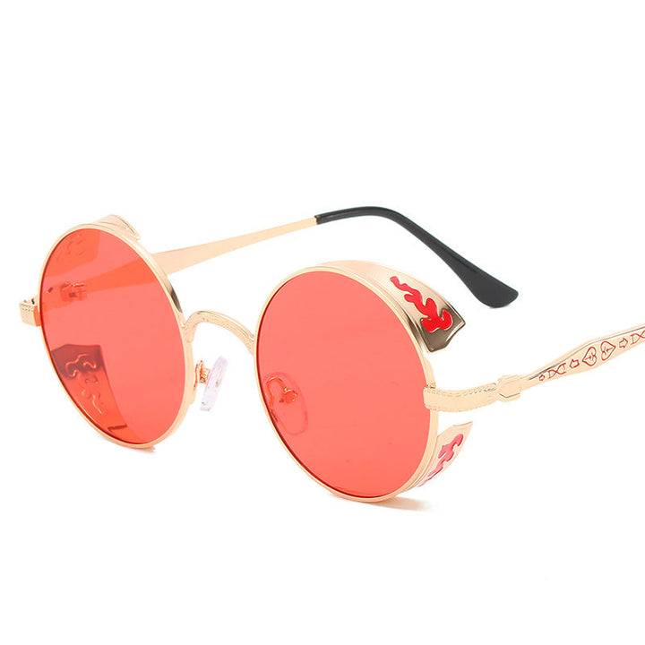 Ladies round sunglasses with luxurious gold frame and decorative elements Kalsten