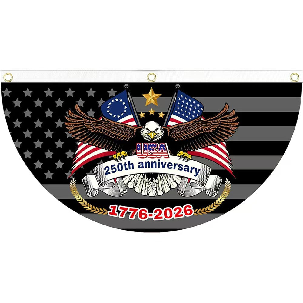 Unisex half-circle banner made of weatherproof polyester with metal eyelets and reinforced seams Kalsten