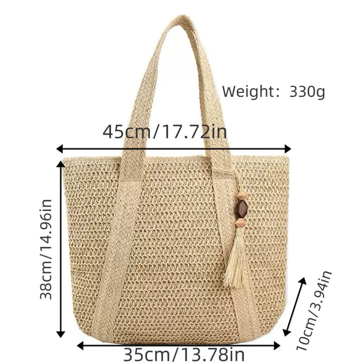 Braided beach bag with fringe detail Kalsten