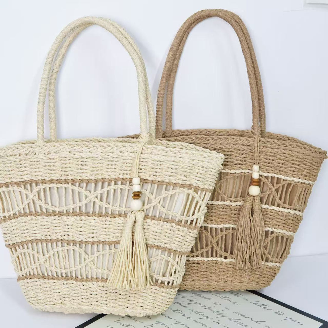 Braided basket bag with tassel details Kalsten