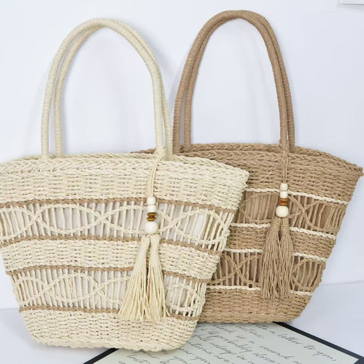 Braided basket bag with tassel details Kalsten