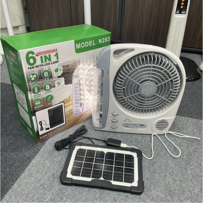 Unisex portable solar-powered fan with LED lamp Kalsten