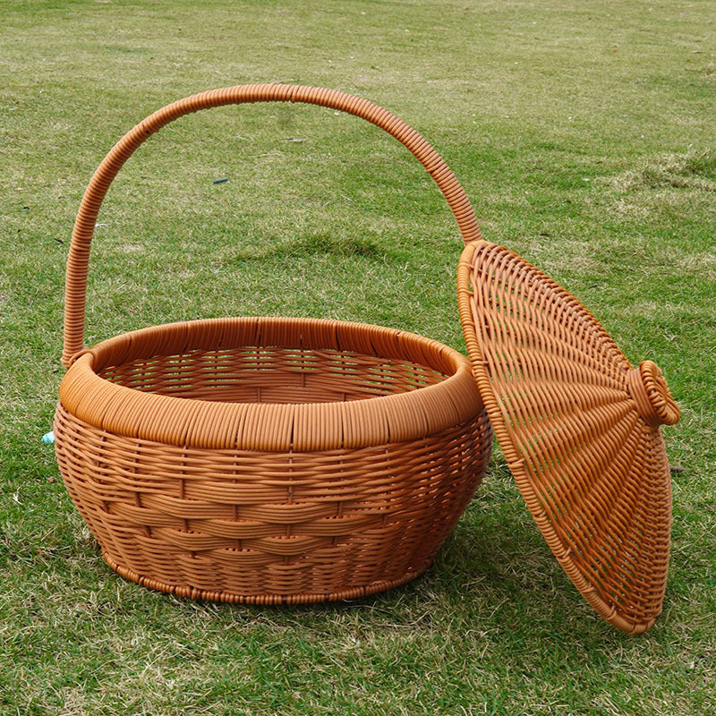 Women's Handcrafted Storage Basket with Lid and Carry Handle Kalsten