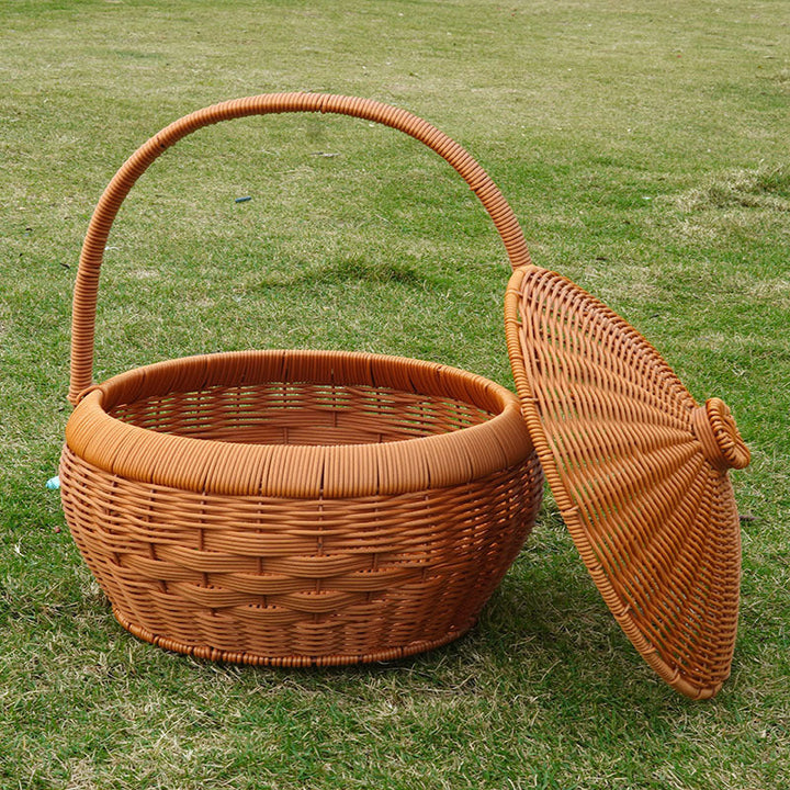 Women's Handcrafted Storage Basket with Lid and Carry Handle Kalsten