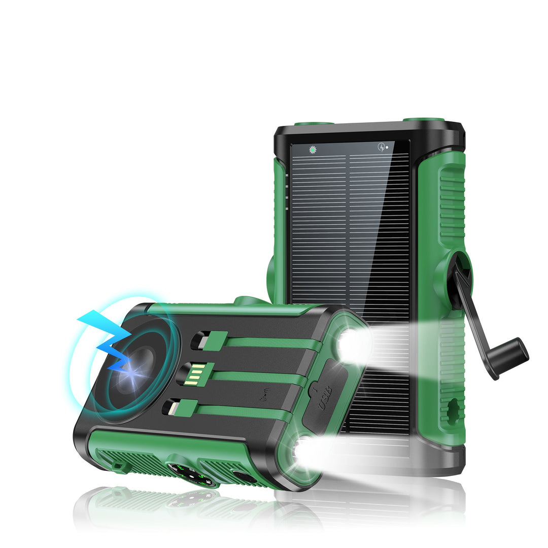 Portable solar battery with integrated hand crank charger Kalsten