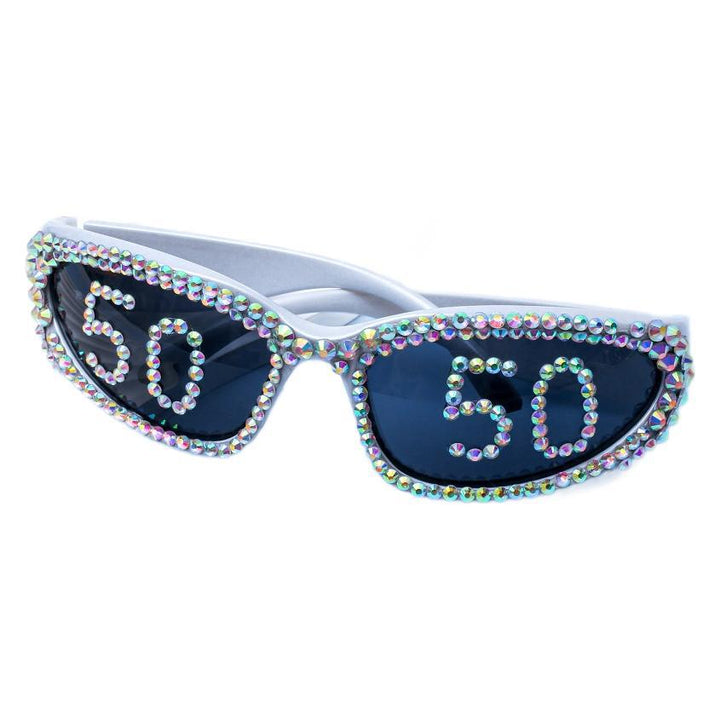 Women Glamorous Rhinestone Sunglasses with Custom Designed Inscription Kalsten