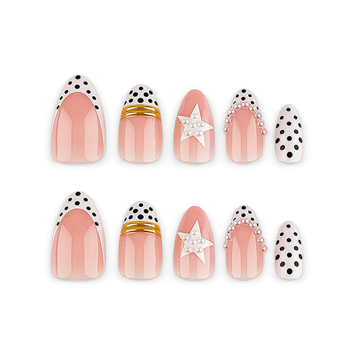 Stylish Star and Dot Design Artificial Nails Kalsten