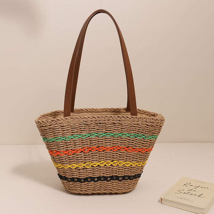 Trendy Straw Bag with Colorful Details Kalsten