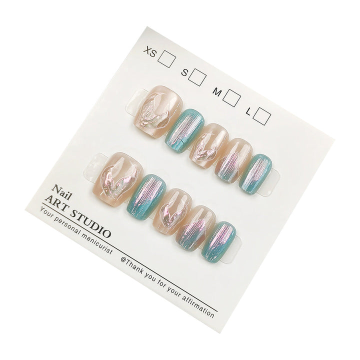 Glamorous artificial nails with holographic effect Kalsten