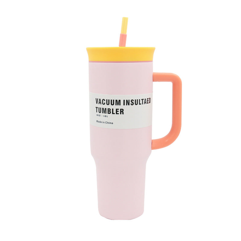 Women's Vacuum-Insulated Drinking Cup with Handle and Straw Kalsten