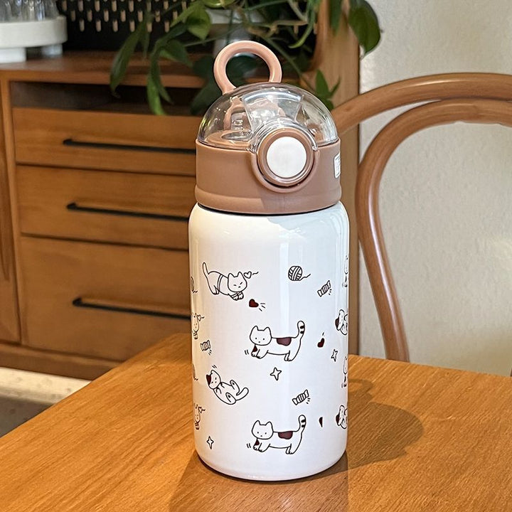 Unisex water bottle Kalsten with funny cat pattern and practical lid