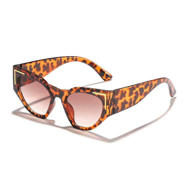 Women's Creative Cat-Eye Sunglasses with Transparent Frame and Brown Lenses Kalsten