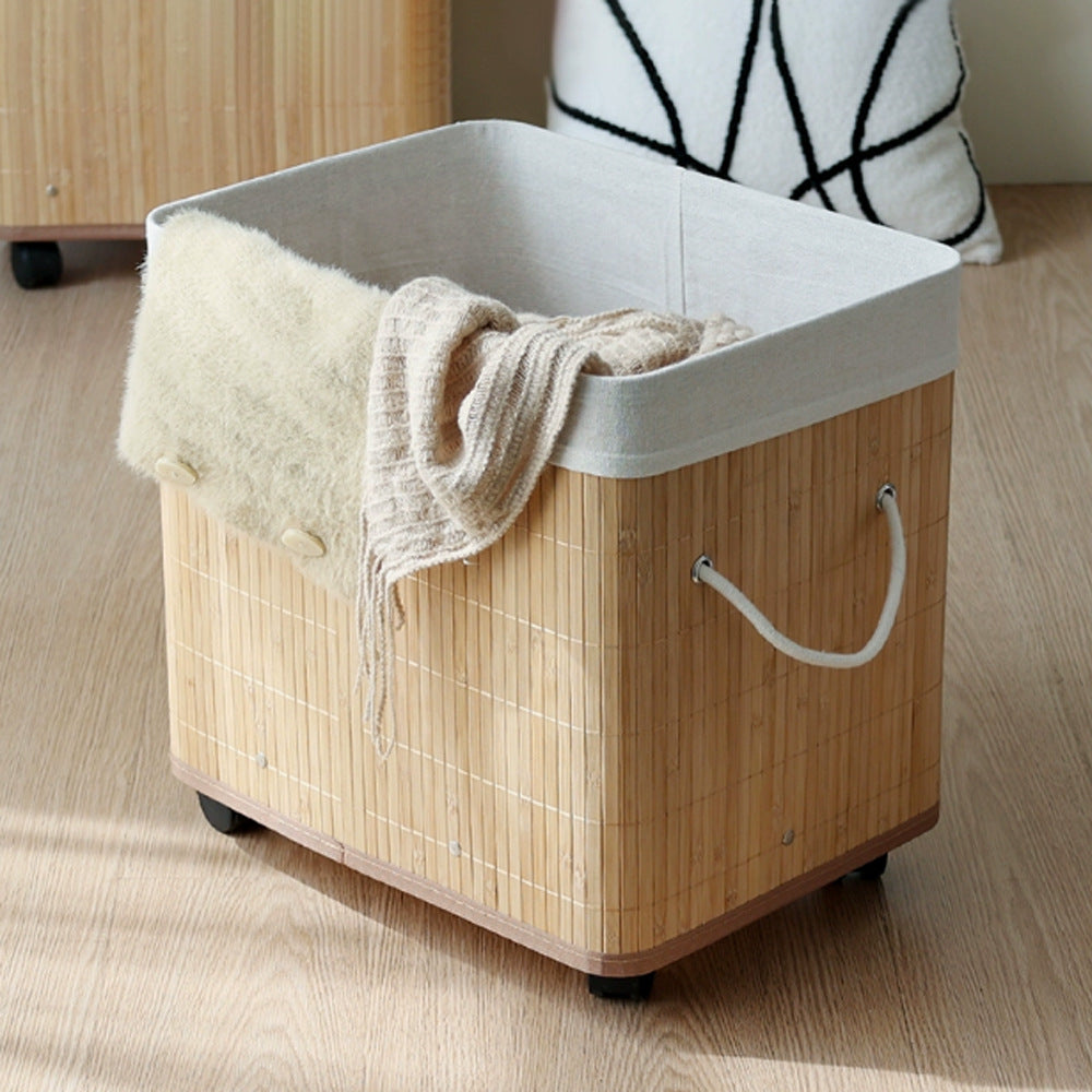 Natural Bamboo Laundry Basket with Lid Acalora