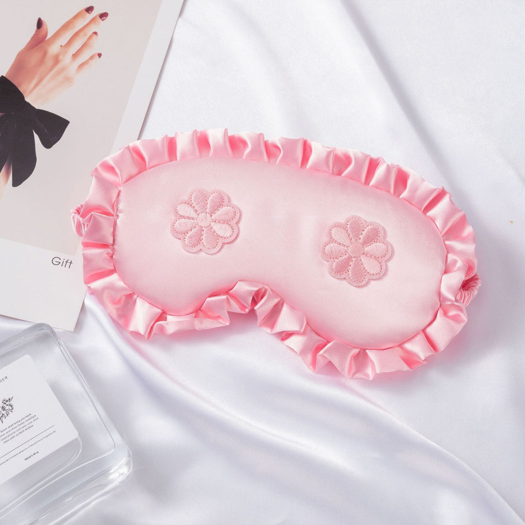 Women's embroidered satin sleep mask with gathered ruffled edge and soft padding Kalsten
