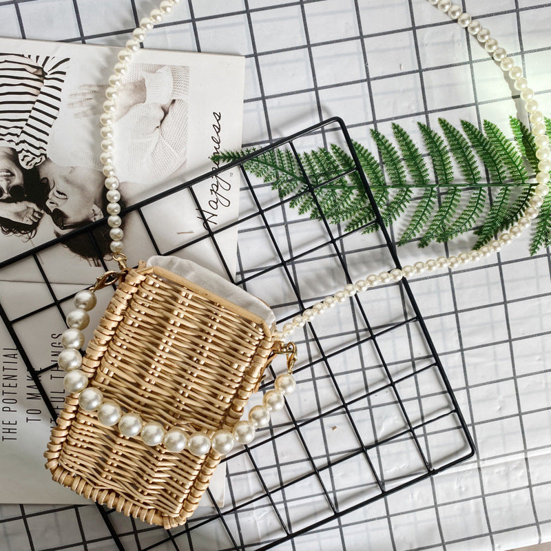 Women's Pearl Necklace Basket Bag Kalsten