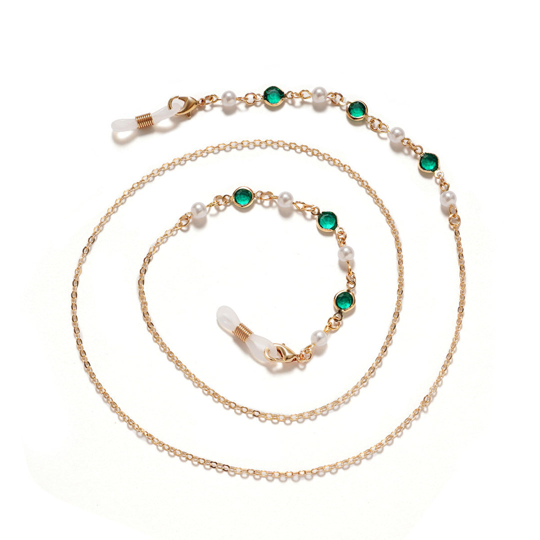 Elegant Pearl and Amethyst Eyewear Chain kalsten