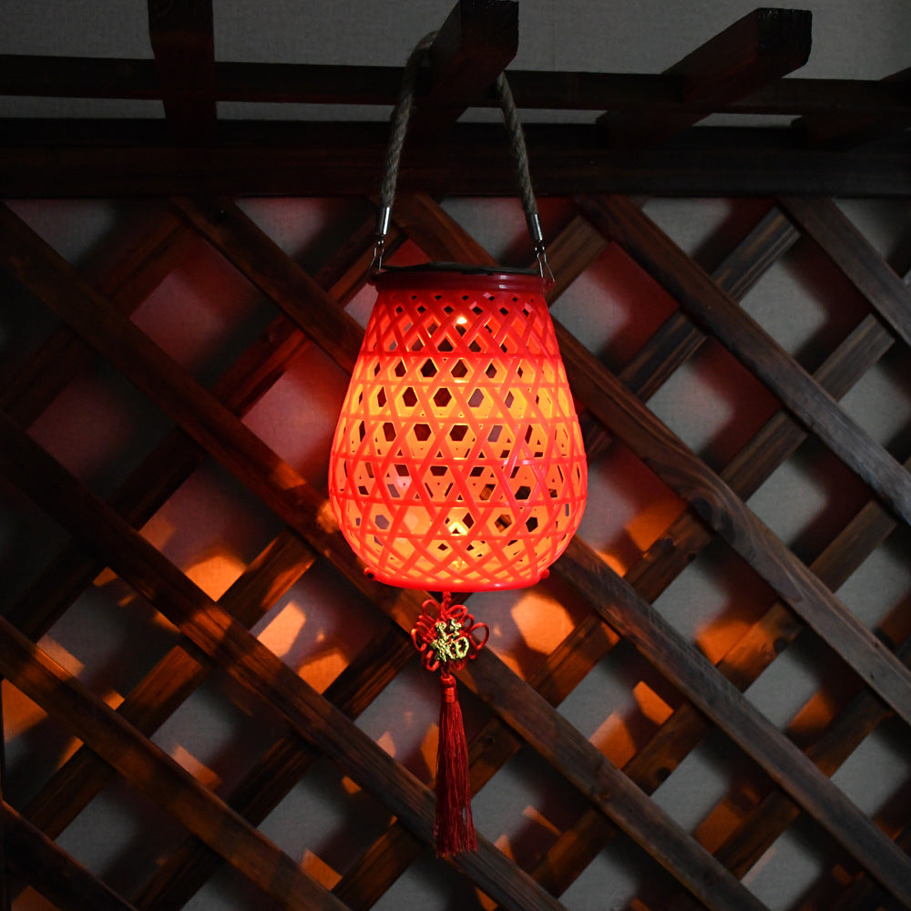 Decorative Woven Lantern With Rope Handle Kalsten
