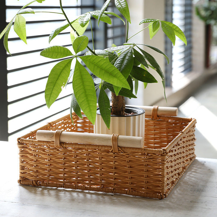 Unisex Practical Storage Basket with Wooden Handles Kalsten