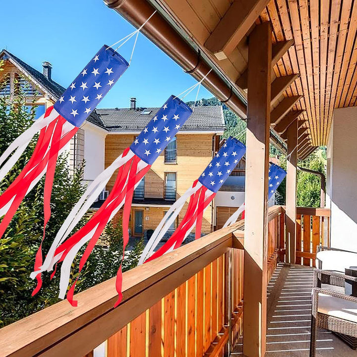 Unisex nan patriotic windsock wind flag with long ribbons for outdoor hanging Kalsten