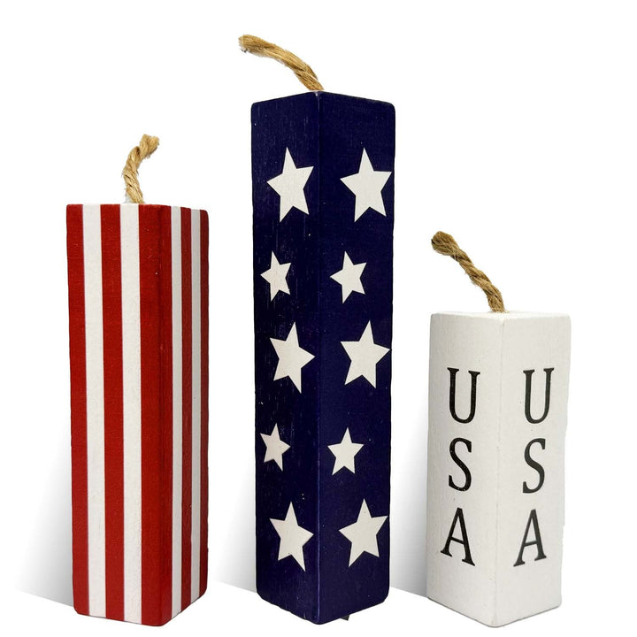 Unisex nan rustic wood decor column set with star motifs, lettering, and jute ribbon Kalsten