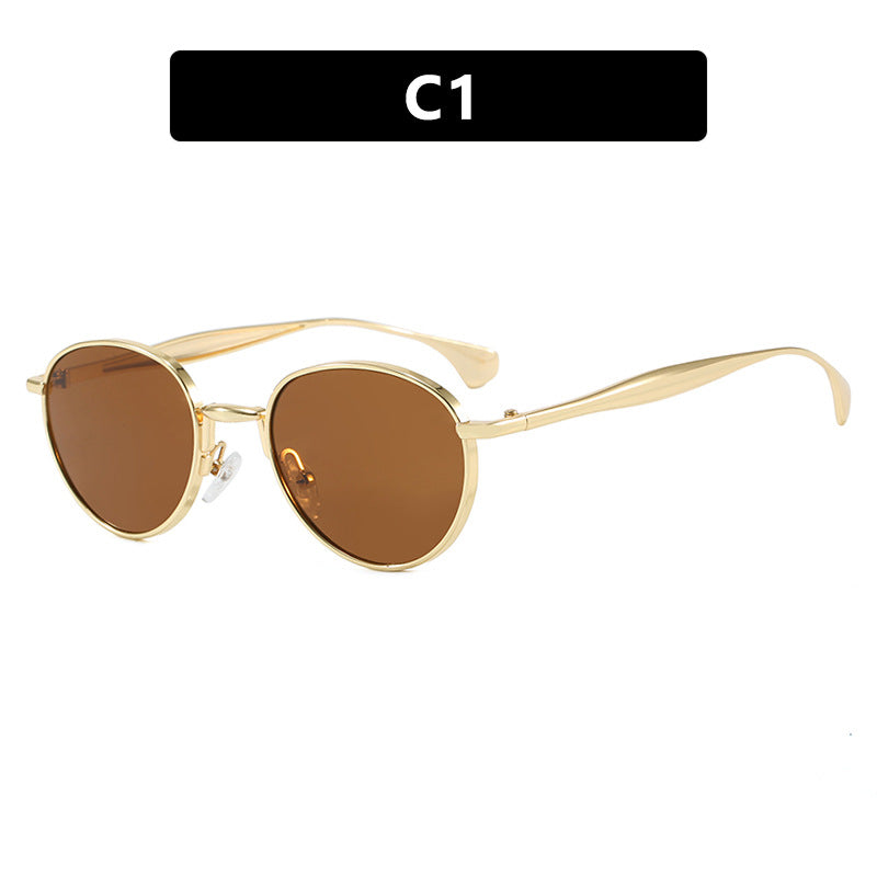 Women's round sunglasses with elegant metal frame and UV protection Kalsten