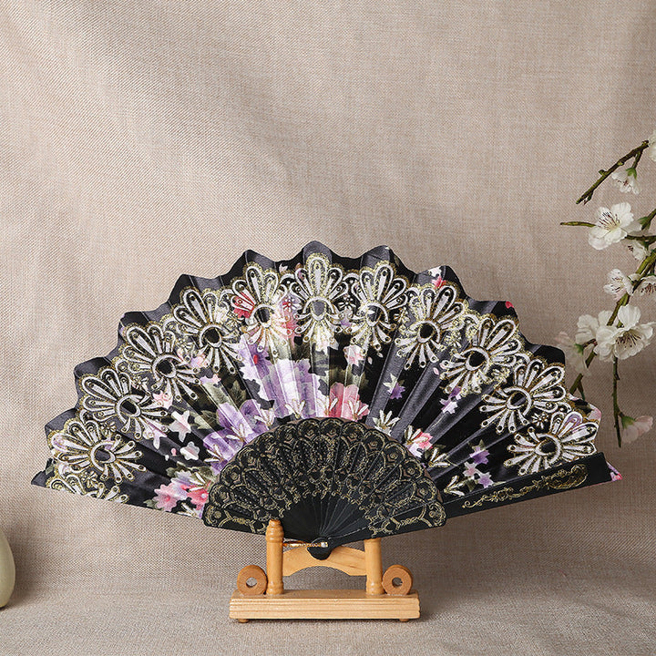 Ladies Elegant Hand Fan with Intricate Floral Patterns Kalsten