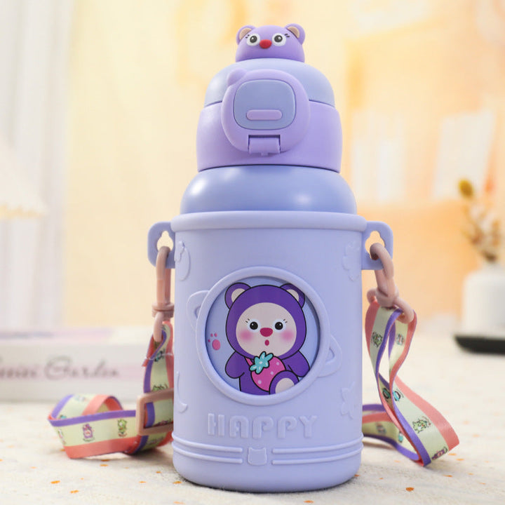 Women's Insulated Bottle with Funny Animal Design and Integrated Carrying Strap Kalsten