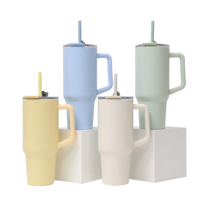 Unisex Insulated Drinking Cup with Handle and Integrated Straw Kalsten