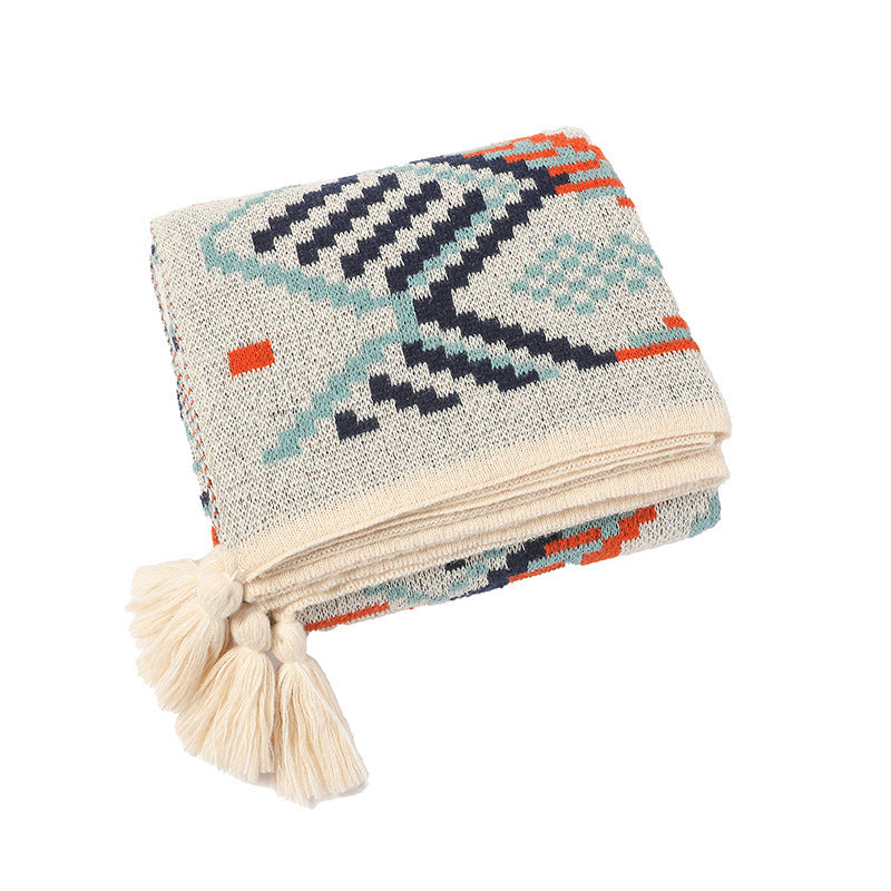 Women's Patterned Snuggle Blanket with Fringe and Geometric Design Kalsten