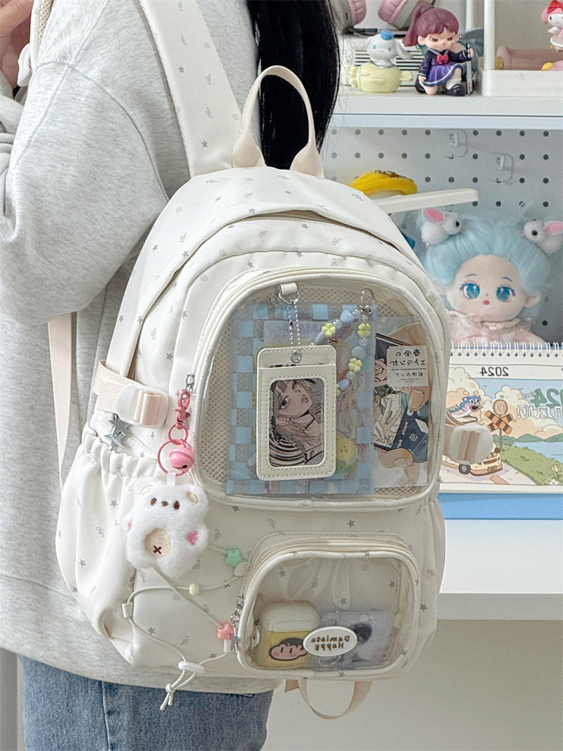 Anime Character-Themed Clear Panel School Backpack