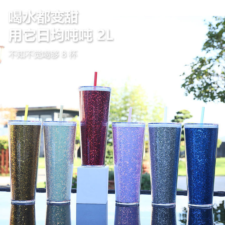 Ladies Glittering Drinking Cups with Straw Kalsten