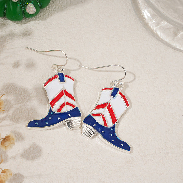 Ladies nan square crystal drop earrings with star grid and fine ear hook Kalsten