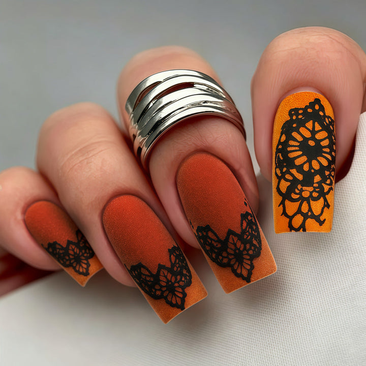 Artificial nails in elegant lace design with matte finish Kalsten