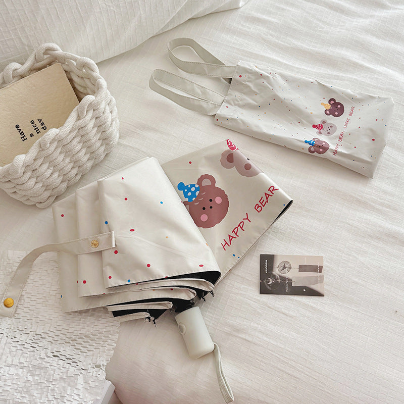 Ladies Foldable Umbrella with Playful Bear Design Kalsten