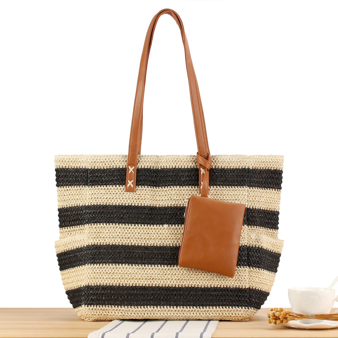 Beach bag with elegant leather handles and practical interior bag Kalsten