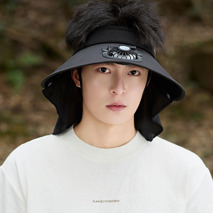 Large UV Protection Sun Visor with Removable Mini Fan and Folding Neck Protection Kalsten