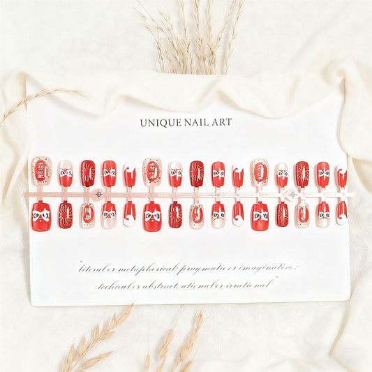 Fake nail set with unique animal motifs and elegant accents Acalora