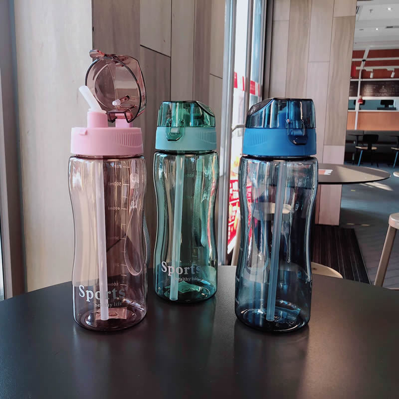Women Ergonomic Sports Water Bottle with Integrated Straw Function Kalsten